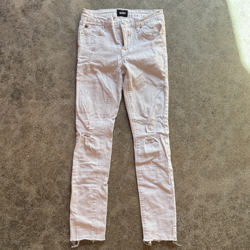 Hudson White Distressed Skinny Jeans. Size 14 girls